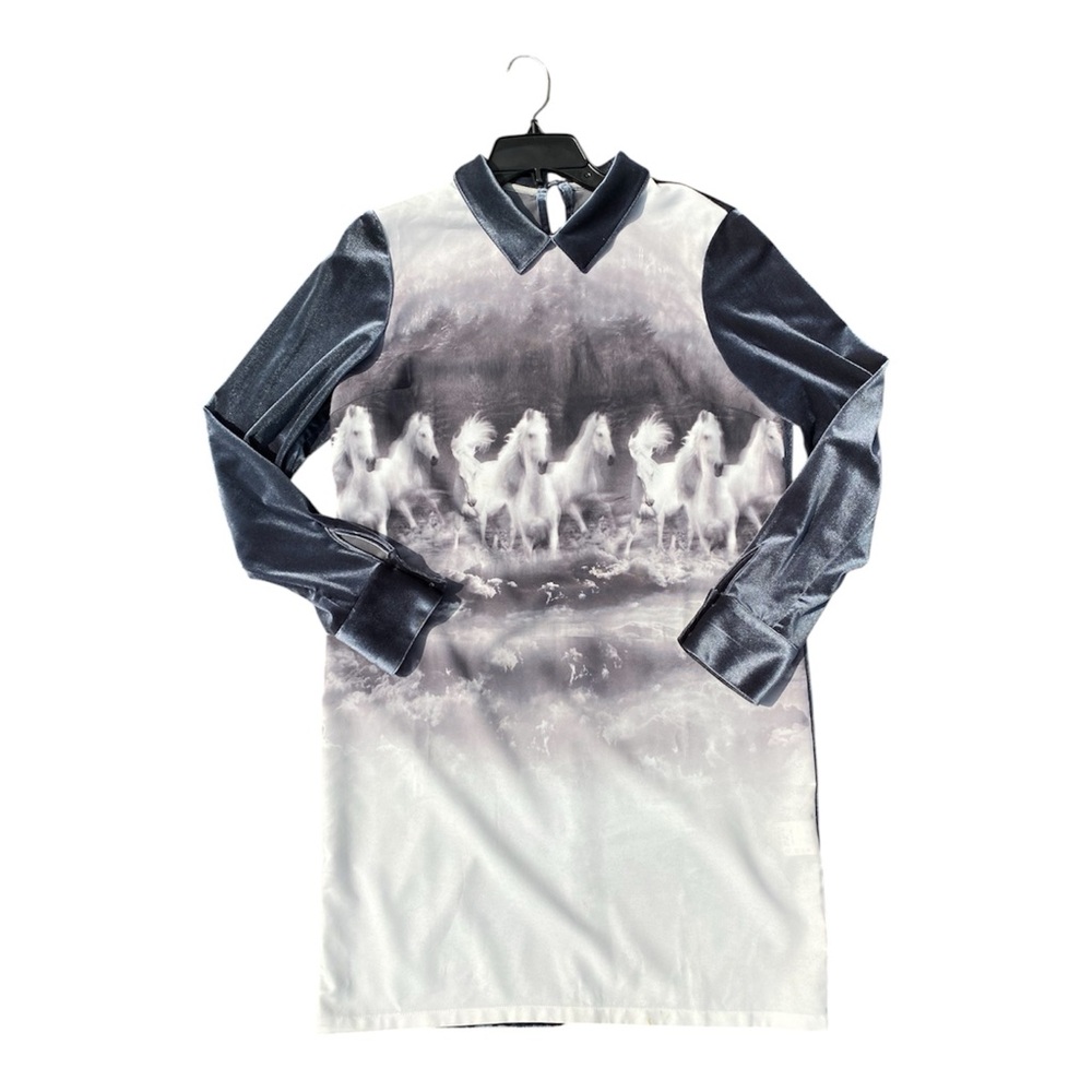 front row shop gray / white graphic band of horses shirt dress